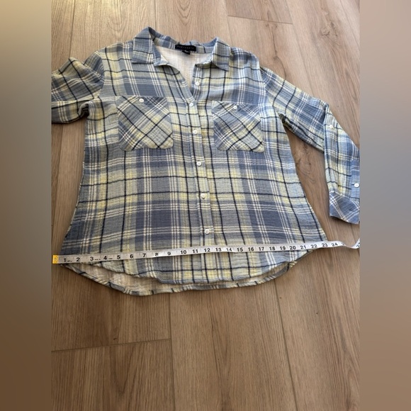 Sanctuary Blue and Gray Plaid Tomboy Shirt 100% COTTON.👕 - Picture 4 of 9